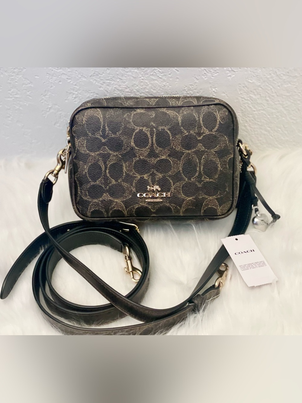 Coach Mini Carey Crossbody Bag In Loved Signature Canvas CEK73 Gold/Brown
